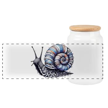 Schnecke - Panorama Keksdose mit Holzdeckel - Weiß - Vorne