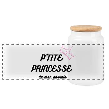 Couronne rose dessinée sur fond noir - Boîte à biscuits avec couvercle en bois - blanc - Devant