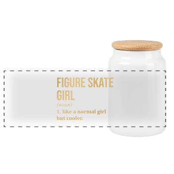 Figure Skating - Panoramic Cookie Jar with Wooden Lid - white - Front