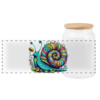 Snail - Panoramic Cookie Jar with Wooden Lid - white - Front