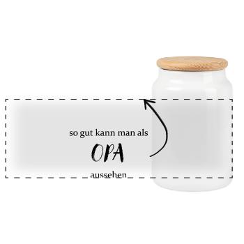 Vatertag Opa - So gut kann man als Opa aussehen - Panorama Keksdose mit Holzdeckel - Weiß - Vorne