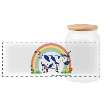 LICORNE BAVAROISE - Arc-en-ciel - Boîte à biscuits avec couvercle en bois - blanc - Devant