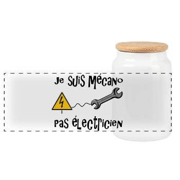 Mécanicien - Boîte à biscuits avec couvercle en bois - blanc - Devant