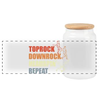 Breakdance Routine - Panoramic Cookie Jar with Wooden Lid - white - Front