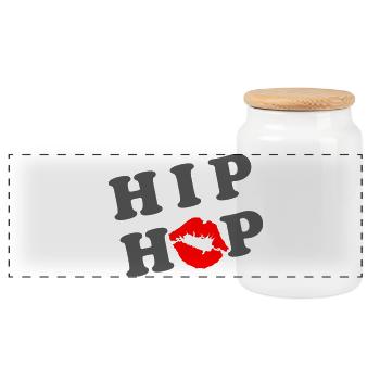 i love hip hop - Panoramic Cookie Jar with Wooden Lid - white - Front