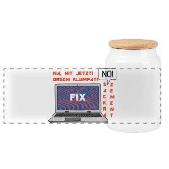 Kein Bild 🤬 Klumpat! Retro Computer Humor Design - Panorama Keksdose mit Holzdeckel - Weiß - Vorne