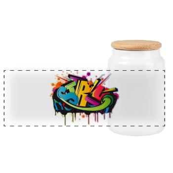 graffiti d’art urbain coloré cool comme STYLE-WRITING - Boîte à biscuits avec couvercle en bois - blanc - Devant