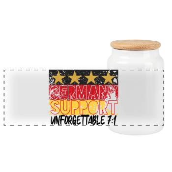Germany Flag Germany Support Football - Panoramic Cookie Jar with Wooden Lid - white - Front