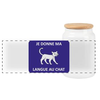 I give my tongue to the cat - Panoramic Cookie Jar with Wooden Lid - white - Front