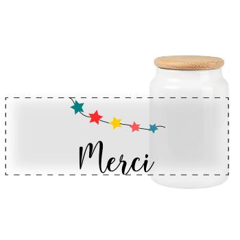 VIELEN DANK. GELIEBTE. MEISTER. DANKE HERRIN - Panorama Keksdose mit Holzdeckel - Weiß - Vorne