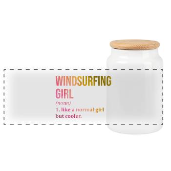 Windsurfing - Panoramic Cookie Jar with Wooden Lid - white - Front