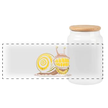 Snail bling bling hiphop - Panoramic Cookie Jar with Wooden Lid - white - Front