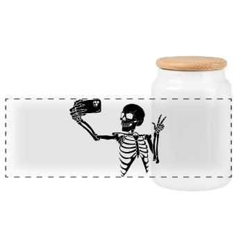 Deadly Selfie (Black) - Panoramic Cookie Jar with Wooden Lid - white - Front