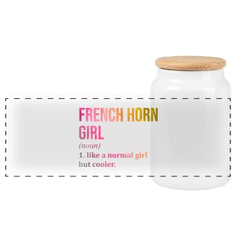French Horn - Panoramic Cookie Jar with Wooden Lid - white - Front