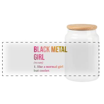 métal noir - Boîte à biscuits avec couvercle en bois - blanc - Devant