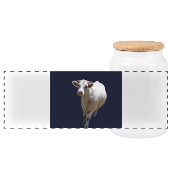 vache vache laitiere - Boîte à biscuits avec couvercle en bois - blanc - Devant