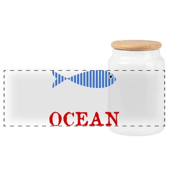 FISH. APRIL FOOL. HOLIDAY. SUMMER. HUMOR - Panoramic Cookie Jar with Wooden Lid - white - Front