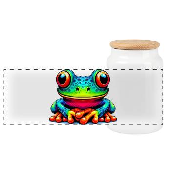 Frosch - Panorama Keksdose mit Holzdeckel - Weiß - Vorne