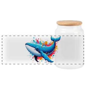 Baleine - Boîte à biscuits avec couvercle en bois - blanc - Devant