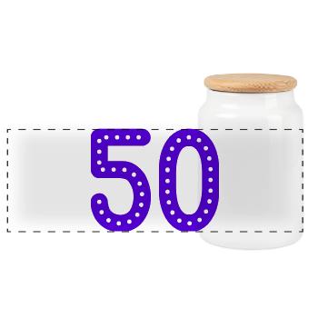 50. 50 YEARS. 50th ANNIVERSARY. 50 YEARS ANNIVERSARY. - Panoramic Cookie Jar with Wooden Lid - white - Front
