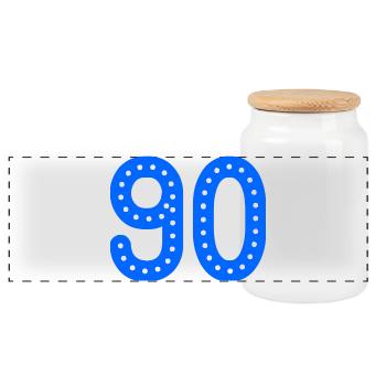 90. 90 JAHRE. 90-JÄHRIGES JUBILÄUM. 90-JÄHRIGES JUBILÄUM. - Panorama Keksdose mit Holzdeckel - Weiß - Vorne