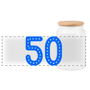 50. 50 YEARS. 50th ANNIVERSARY. 50 YEARS ANNIVERSARY. - Panoramic Cookie Jar with Wooden Lid - white - Front