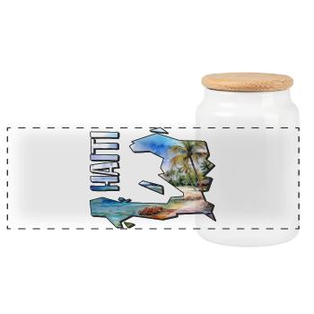 Carte à l’aquarelle Haïti - Boîte à biscuits avec couvercle en bois - blanc - Devant