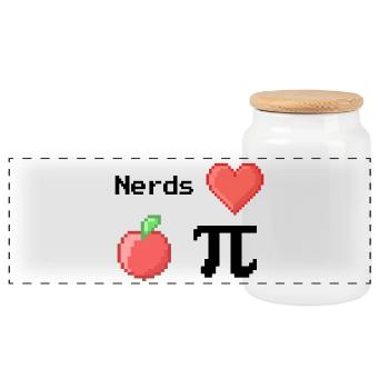 Nerds Love Apple Pi Pi Sayings Math S Pixel - Panoramic Cookie Jar with Wooden Lid - white - Front