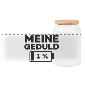 Meine Geduld ist bei 1 % - Panorama Keksdose mit Holzdeckel - Weiß - Vorne