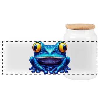 Frog - Panoramic Cookie Jar with Wooden Lid - white - Front