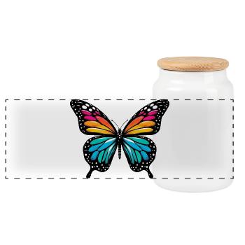 Papillon - Boîte à biscuits avec couvercle en bois - blanc - Devant