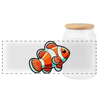Clownfisch - Panorama Keksdose mit Holzdeckel - Weiß - Vorne