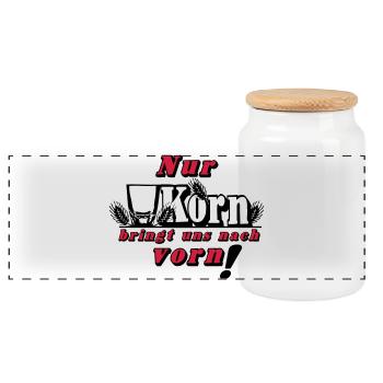 Only corn brings us ... (24) - Panoramic Cookie Jar with Wooden Lid - white - Front