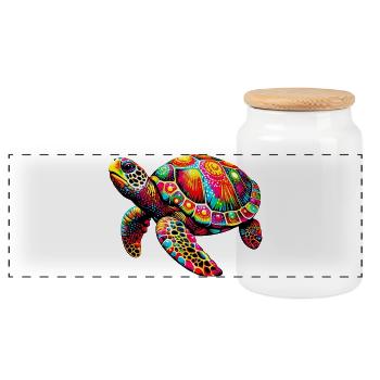 Tortue - Boîte à biscuits avec couvercle en bois - blanc - Devant