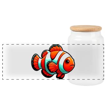 Clownfish - Panoramic Cookie Jar with Wooden Lid - white - Front