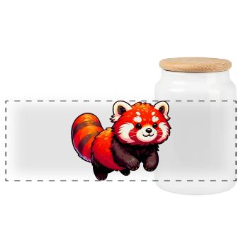 Kleiner Panda - Panorama Keksdose mit Holzdeckel - Weiß - Vorne