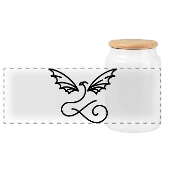 Flying Swirling Dragon - Panoramic Cookie Jar with Wooden Lid - white - Front