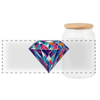 Diamant - Panorama Keksdose mit Holzdeckel - Weiß - Vorne