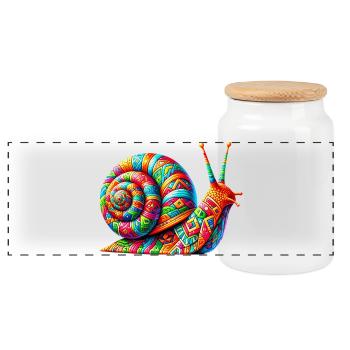 Schnecke - Panorama Keksdose mit Holzdeckel - Weiß - Vorne