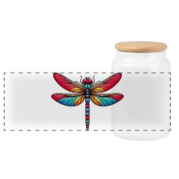 Dragonfly - Panoramic Cookie Jar with Wooden Lid - white - Front