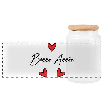 HAPPY NEW YEAR. NEW YEAR'S EVE. NEW YEAR - Panoramic Cookie Jar with Wooden Lid - white - Front