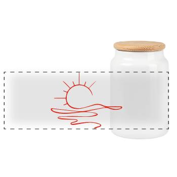 Sunset Sketch (Red) - Panoramic Cookie Jar with Wooden Lid - white - Front