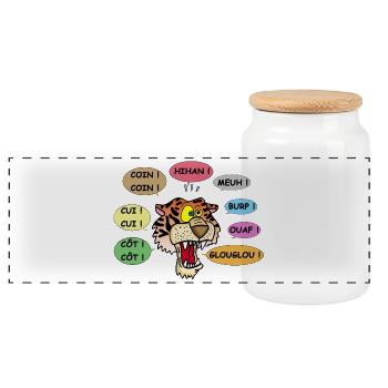 Tigre polyglotte - Boîte à biscuits avec couvercle en bois - blanc - Devant