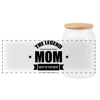 The Legend of Mom - Mother's Day - Panoramic Cookie Jar with Wooden Lid - white - Front