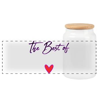 HAPPY BIRTHDAY. HEART. HAPPY MOTHER'S DAY. MOM - Panoramic Cookie Jar with Wooden Lid - white - Front