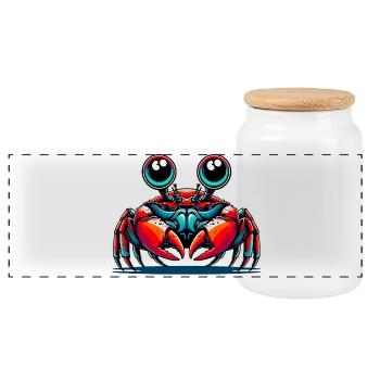 Crabe - Boîte à biscuits avec couvercle en bois - blanc - Devant