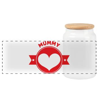 Maman d'Amour - Mother's Day - Panoramic Cookie Jar with Wooden Lid - white - Front