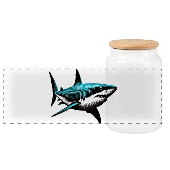 Requin - Boîte à biscuits avec couvercle en bois - blanc - Devant