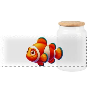 Clownfish - Panoramic Cookie Jar with Wooden Lid - white - Front