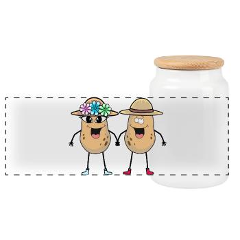 pomme de terre, pommes de terre, légumes, drôle, drôle, drôle, - Boîte à biscuits avec couvercle en bois - blanc - Devant